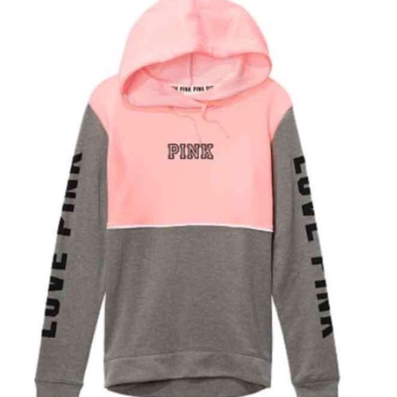 PINK Victoria's Secret Sweaters - 1 HOUR SALE 🎉VS Pink Colorblock Cross Neck Hoodie